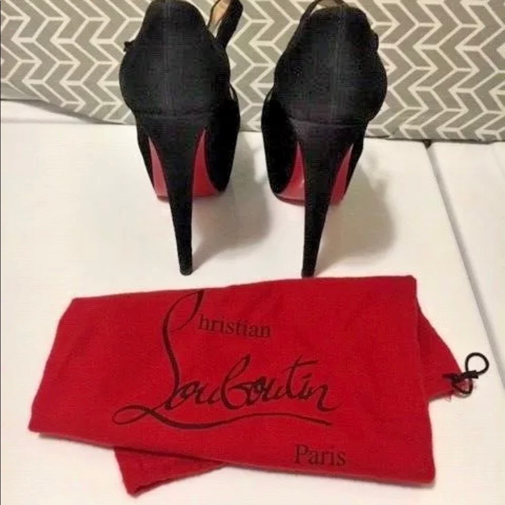 CHRISTIAN LOUBOUTIN BLK LADY VELOUR PUMPS - Picture 4 of 14